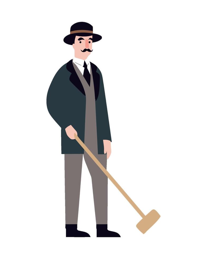 One successful man holding a cane icon isolated vector