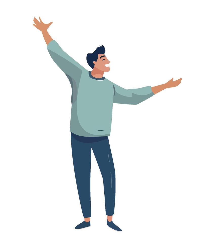 Successful man celebrating with smiling icon isolated vector