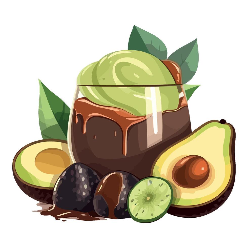 Fresh avocado pastry, a healthy gourmet snack icon isolated vector