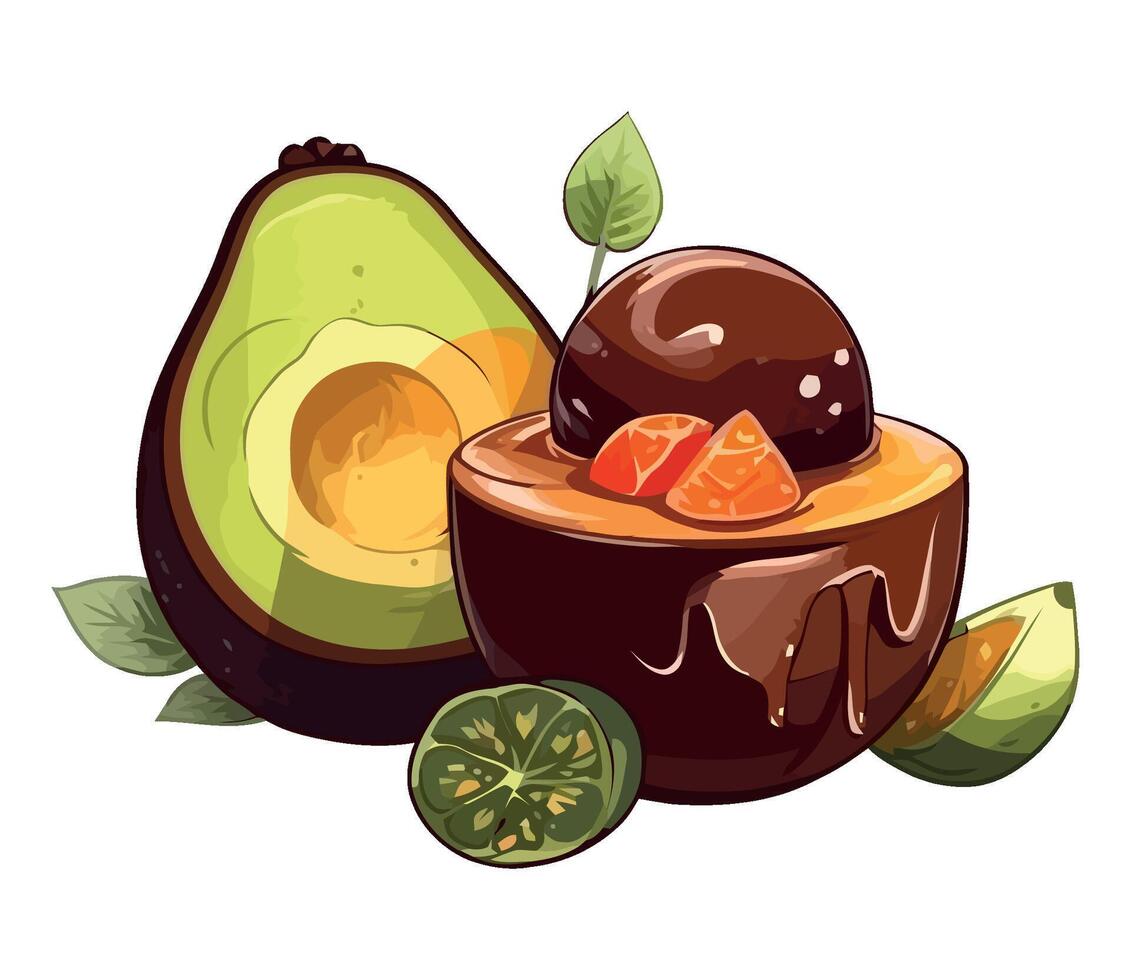 Fresh avocado pastry, a healthy gourmet snack icon isolated vector