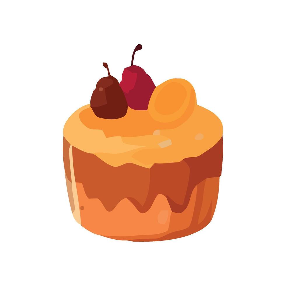 Sweet berry cupcake with fresh strawberry cream icon isolated vector
