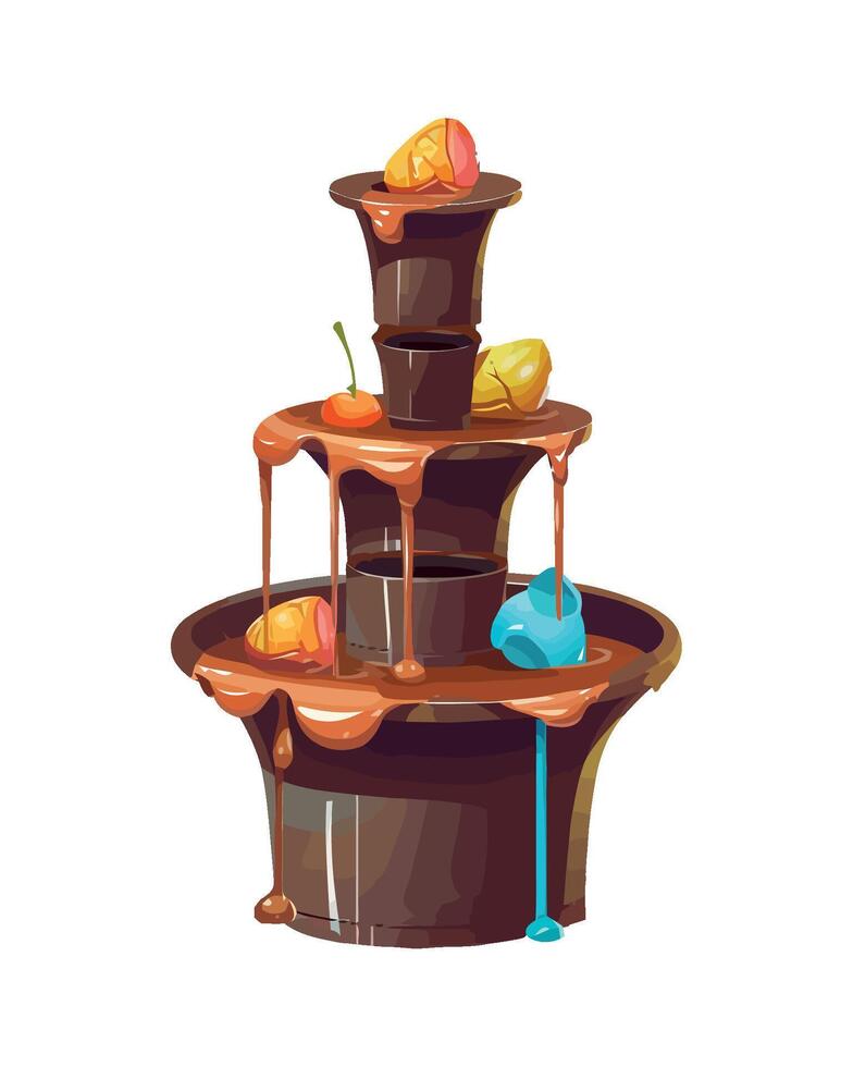 Sweet food dessert chocolate fountain icon isolated vector