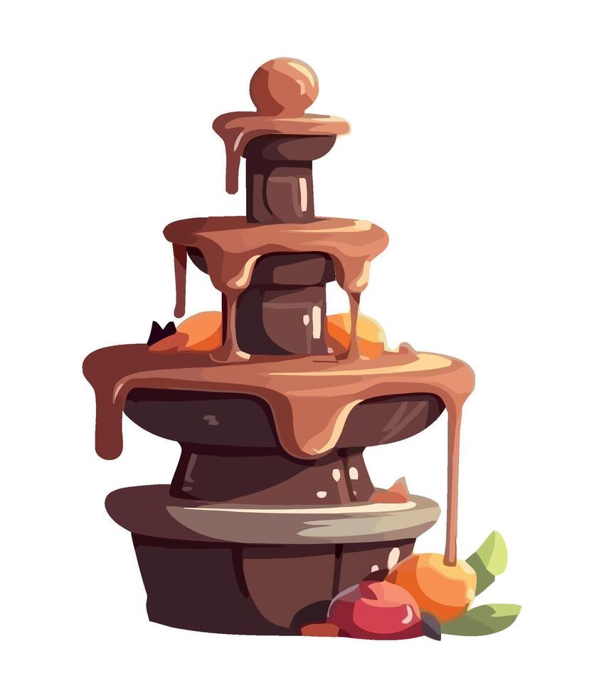 Sweet chocolate fountain with strawberry decoration icon isolated vector