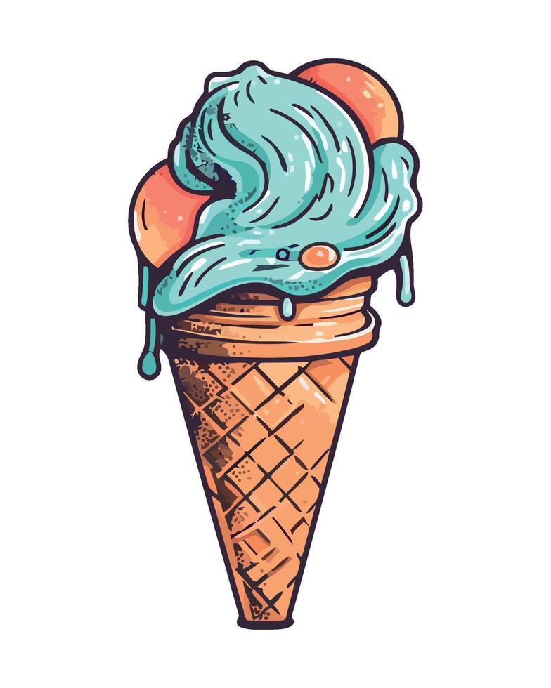 Sweet ice cream cone, design icon isolated vector
