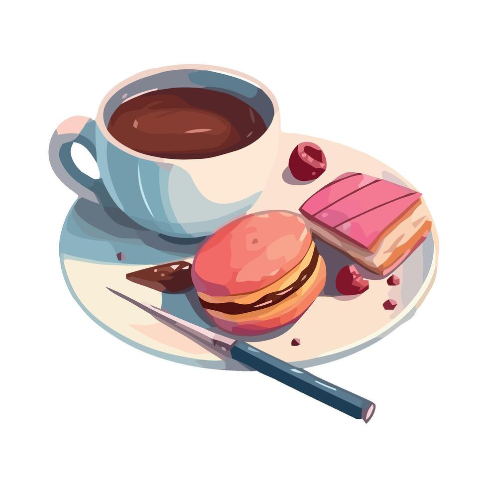 Gourmet meal and drink on a plate icon isolated vector