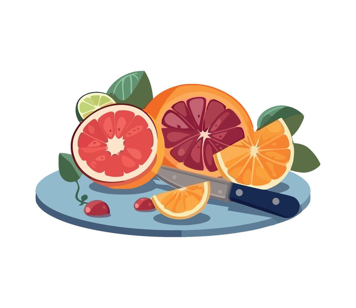 Fresh citrus slices on white backdrop icon isolated vector