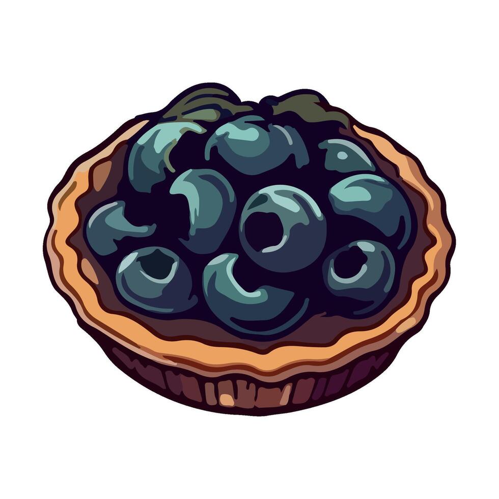 Cute cheesecake illustration with fresh berries icon isolated vector