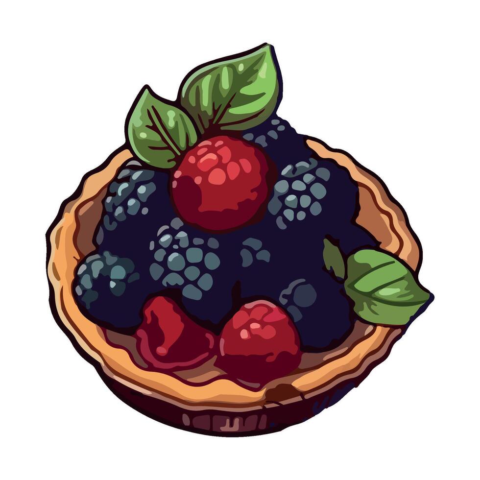 sweet cheesecake blueberries with fresh leaf icon isolated vector