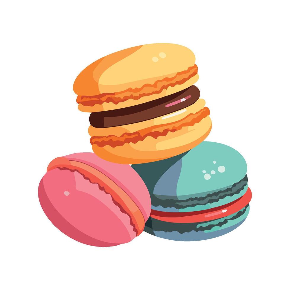 Gourmet macaroon cookies with cream filling icon isolated vector