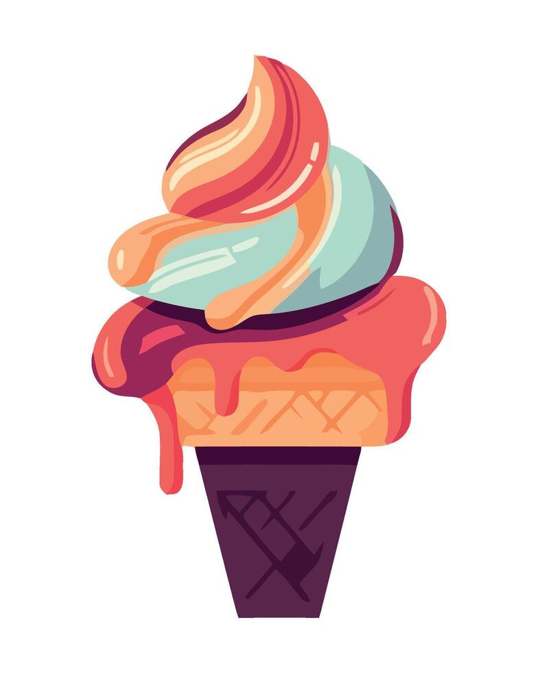 Summer gourmet dessert ice cream cone icon isolated vector