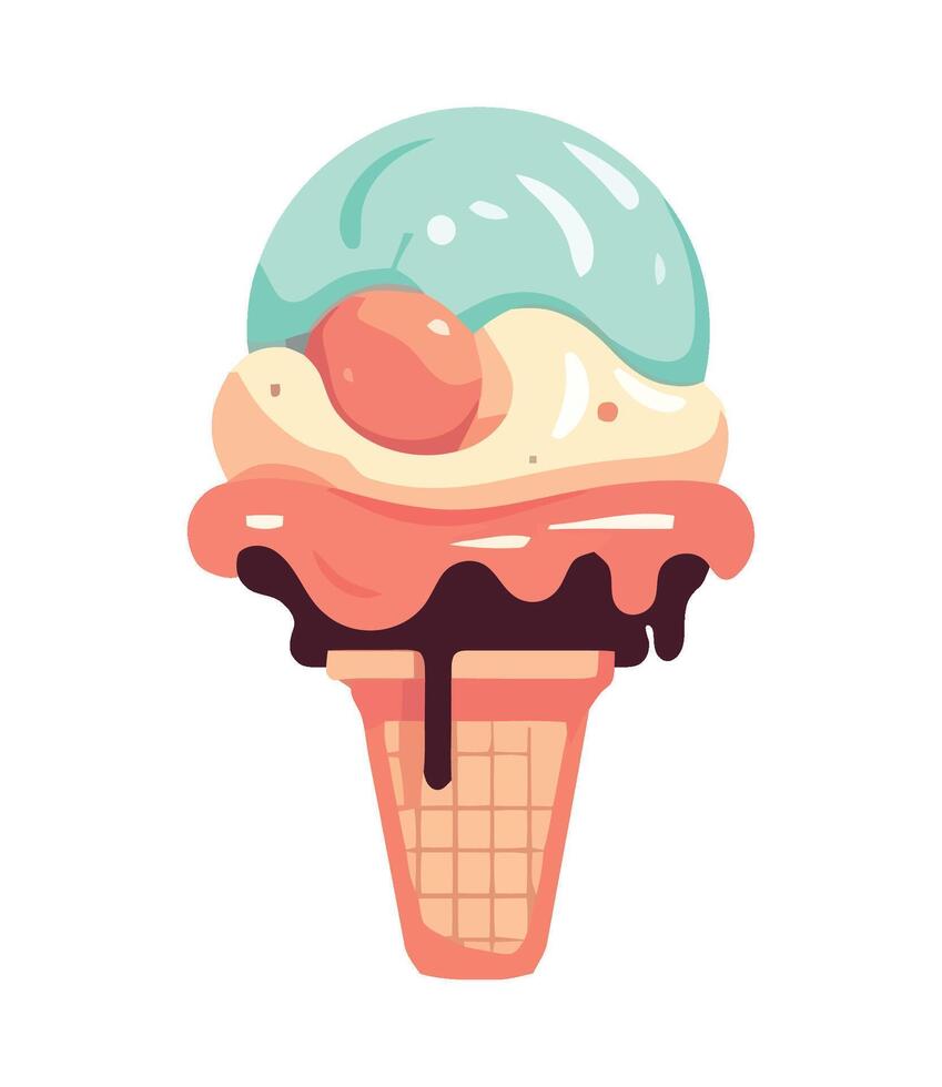 Sweet ice cream cone with chocolate ball icon isolated vector
