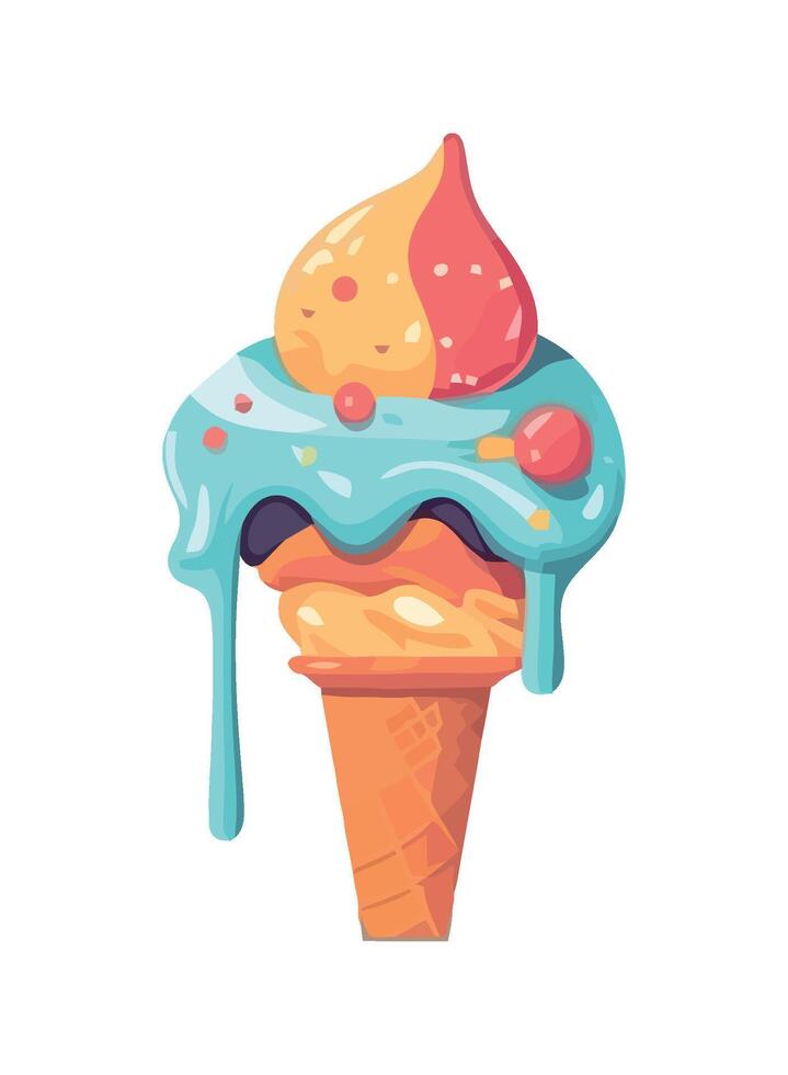 Sweet summer celebration with ice cream cone icon isolated vector