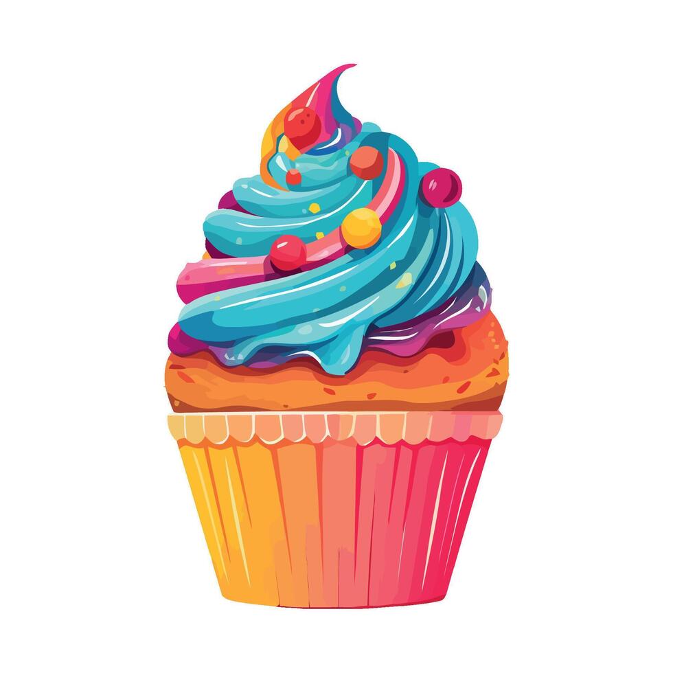Sweet cupcakes creamy and sprinkles icon isolated vector