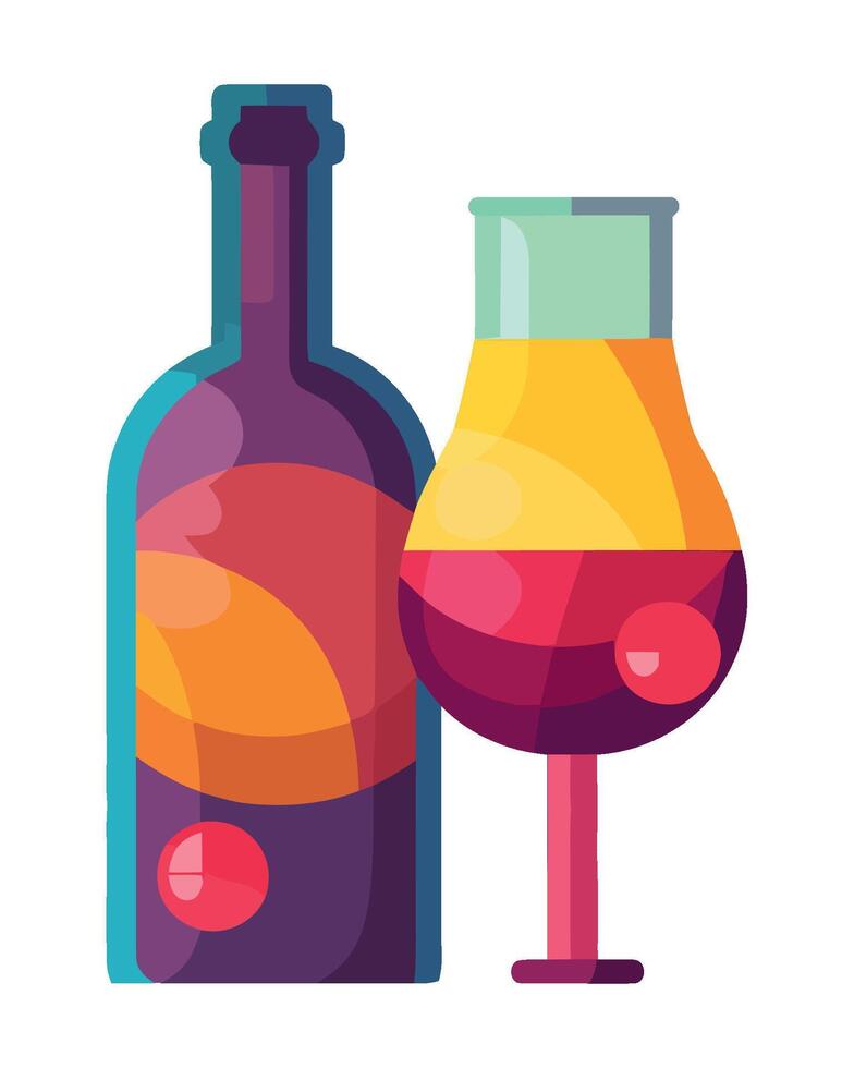 wine bottle design, transparent liquid celebration icon isolated vector