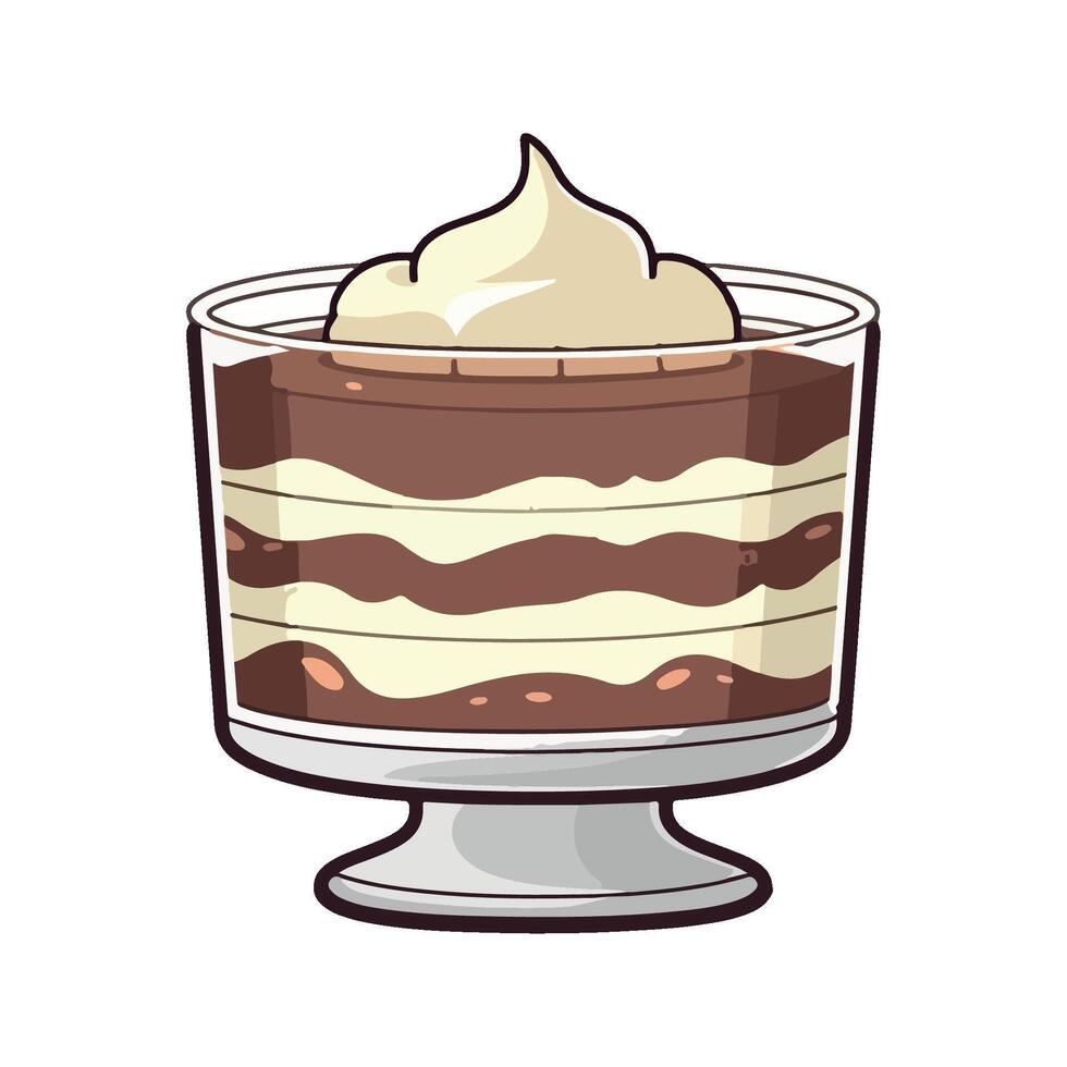 Gourmet dessert with chocolate, whipped cream icon isolated vector