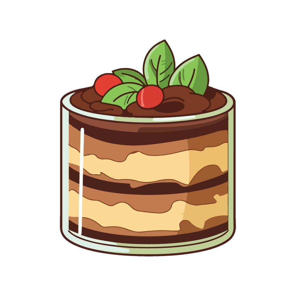 Sweet berry cheesecake with chocolate and cream icon isolated vector