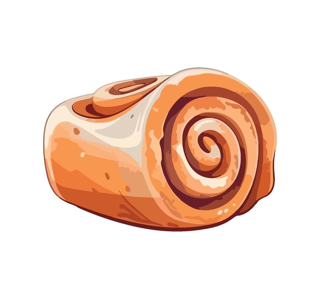 baked roll snack, baked bread icon isolated vector