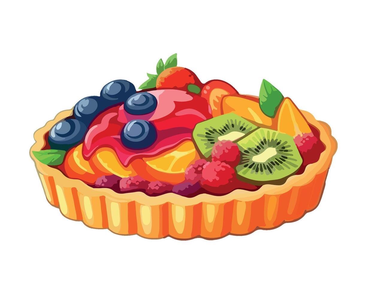 Sweet cake with fresh berries and cream icon isolated vector