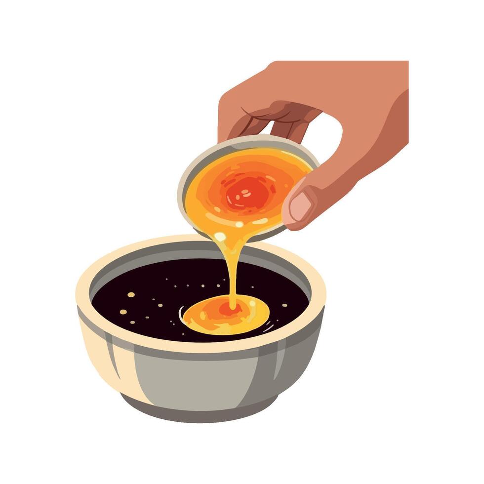 Organic honey pouring into gourmet meal bowl icon isolated vector