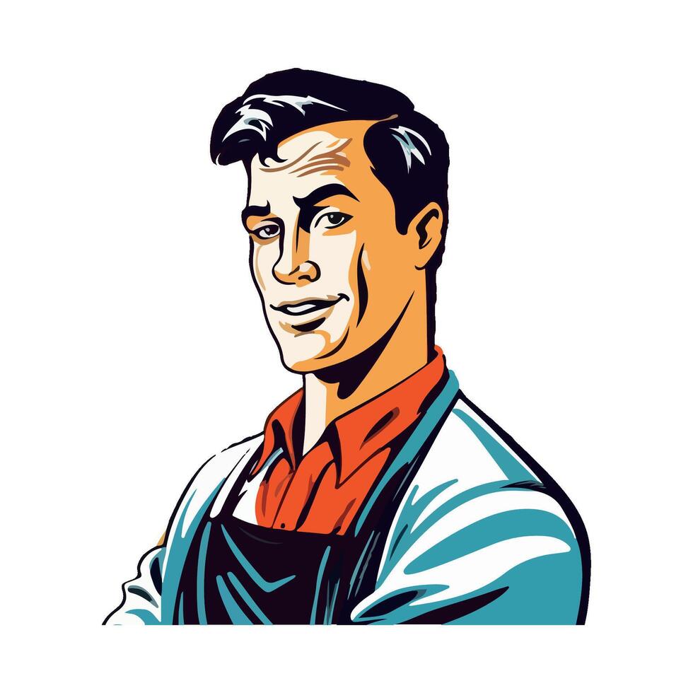 Smiling man looking at camera with pride icon isolated vector