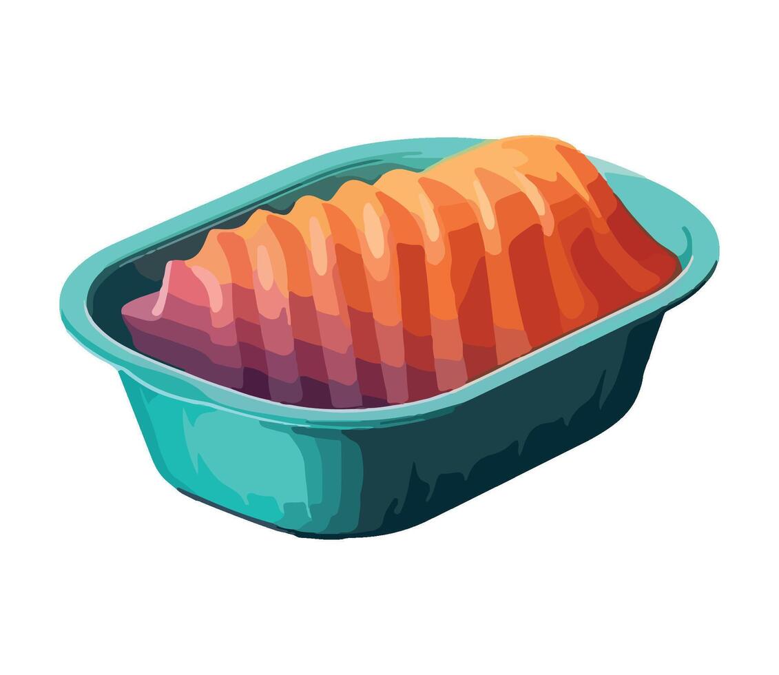 Gourmet dessert in blue pottery bowl illustration icon isolated vector