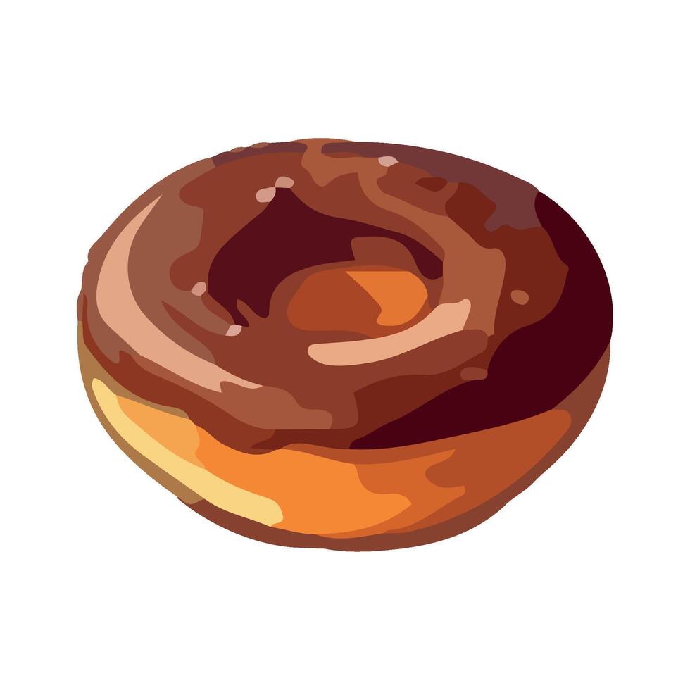 Sweet donut snack with chocolate icing icon isolated vector