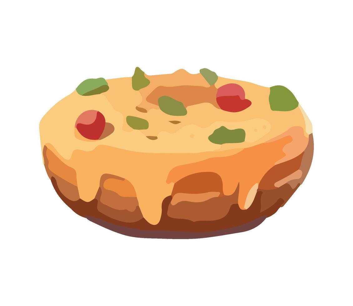Sweet pie, fresh strawberry snack icon isolated vector