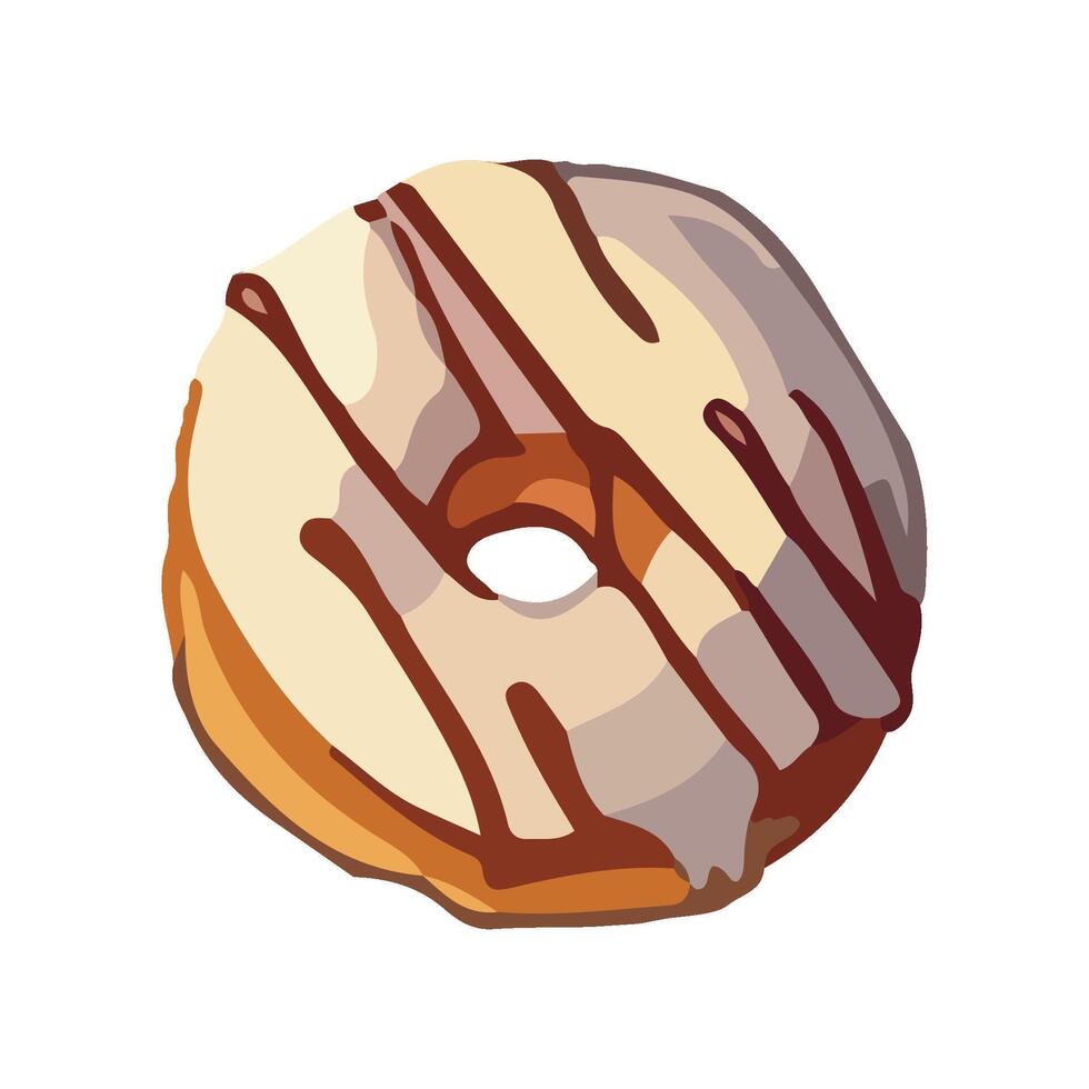 Sweet donut snack with chocolate icing decoration icon isolated vector