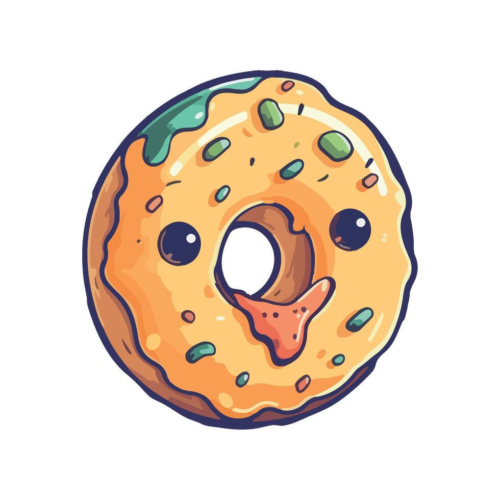 Sweet donut with cream and chips icon isolated vector