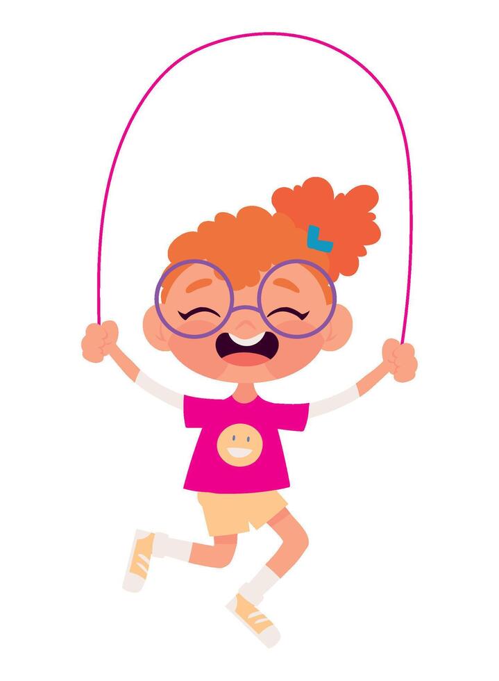 girl playing with the jumping rope icon isolated white background vector