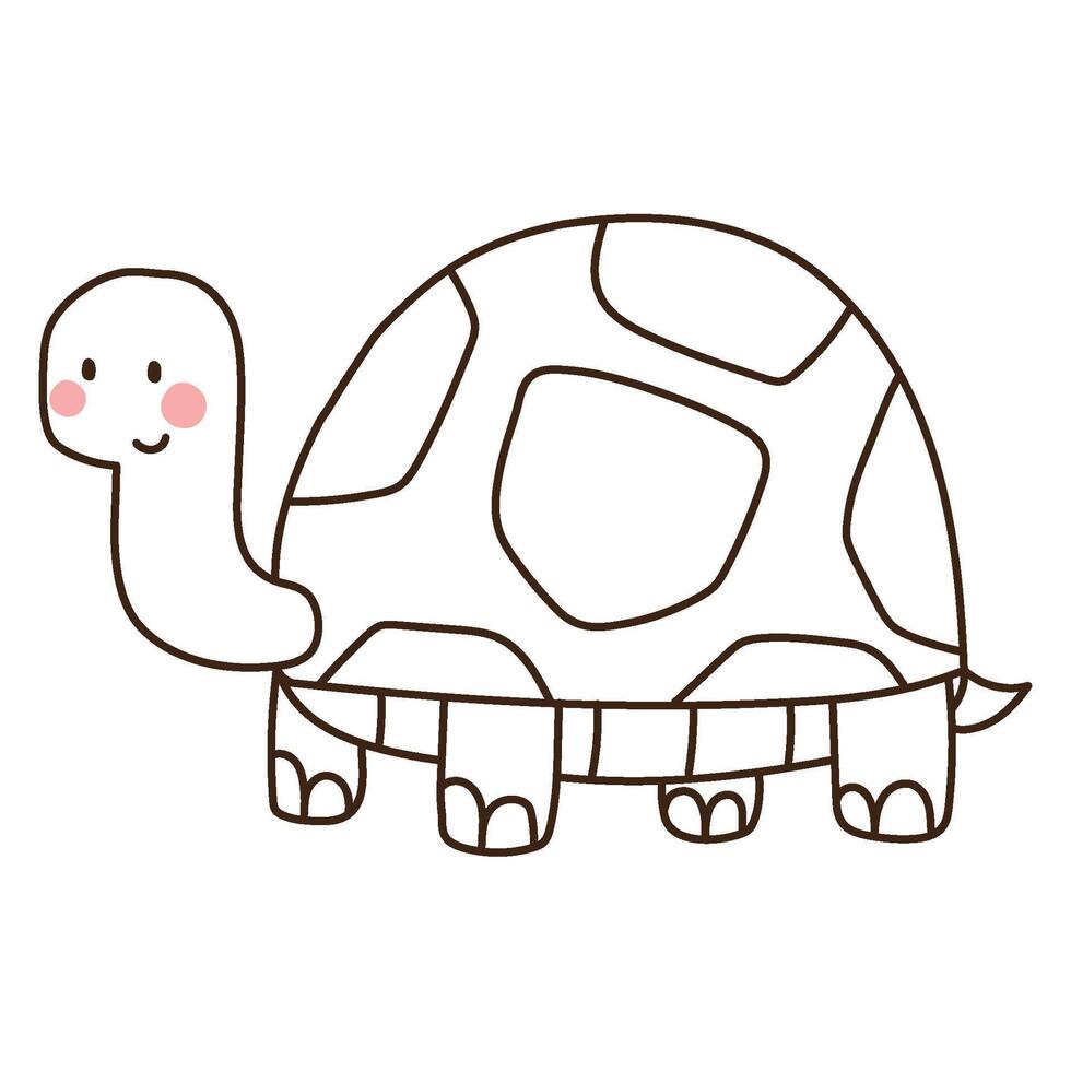 cute turtle animal doodle icon isolated vector