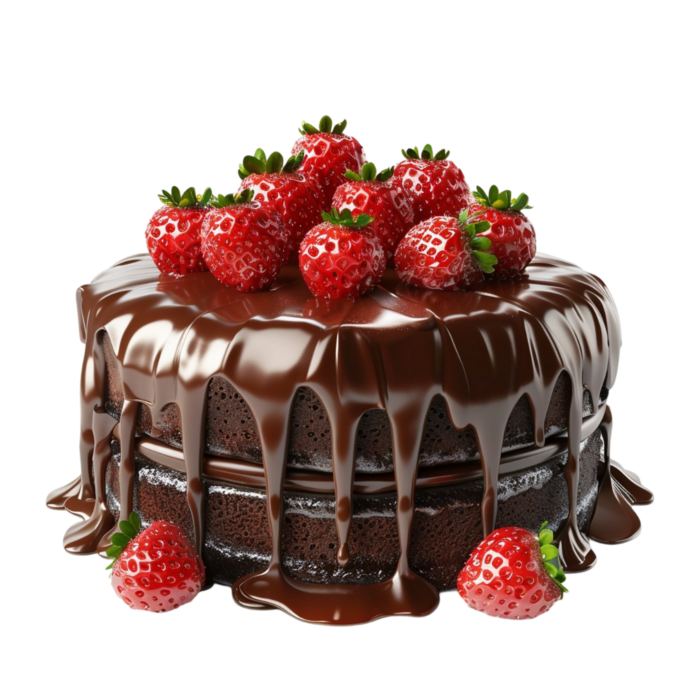 3D Delicious Chocolate Cake on Transparent Background AI-Generative png