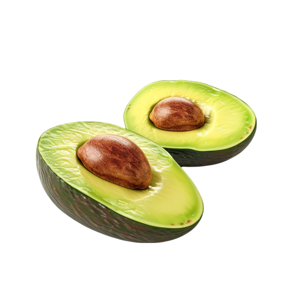 Two Halves of Avocado on Transparent Background AI-Generative png