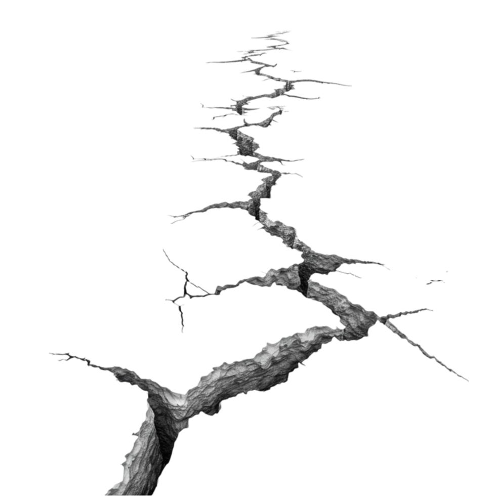 Earthquake Ruptures Perspective View AI-Generative png