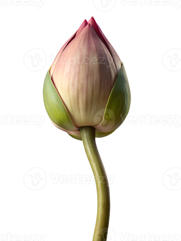 a lotus bud and stem isolated on background png
