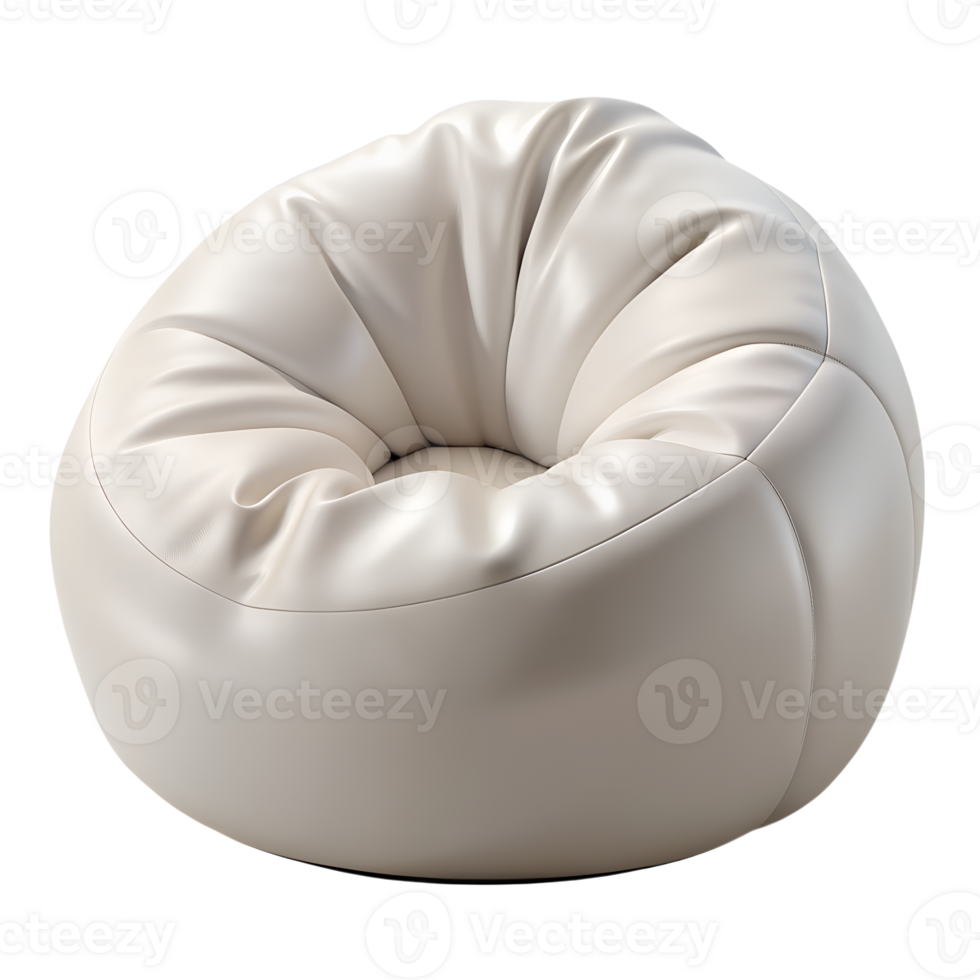 3d render of white bean bag armchair isolated on background png