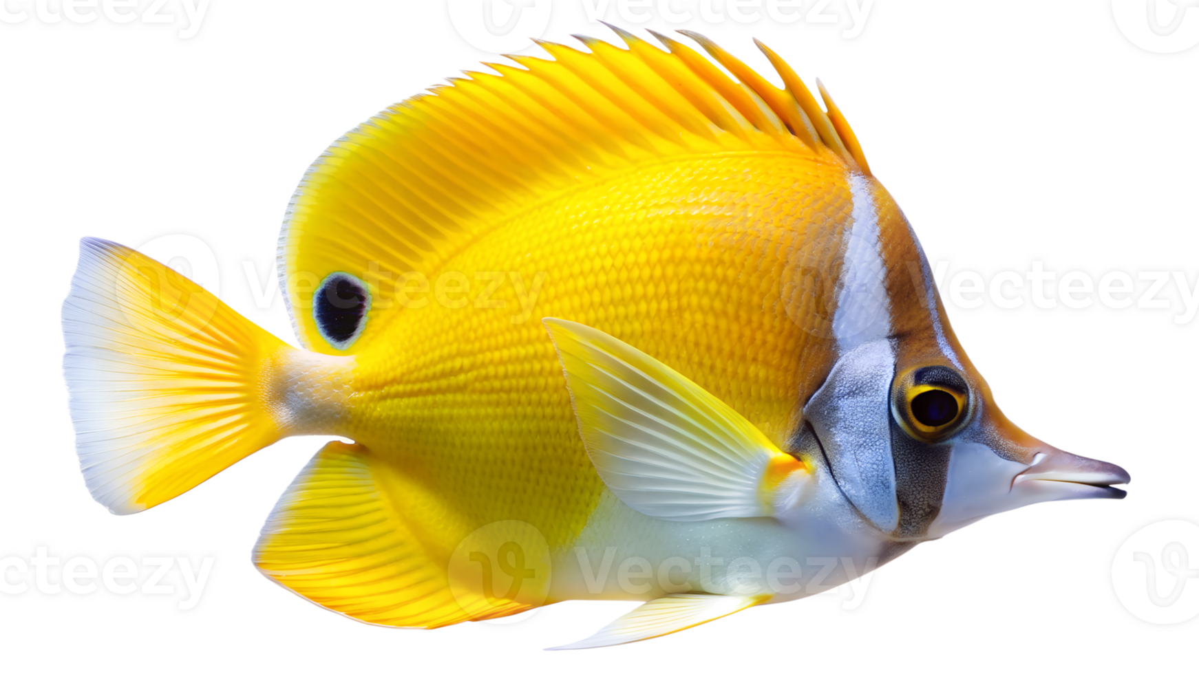 Yellow Longnose Butterflyfish isolated on background png