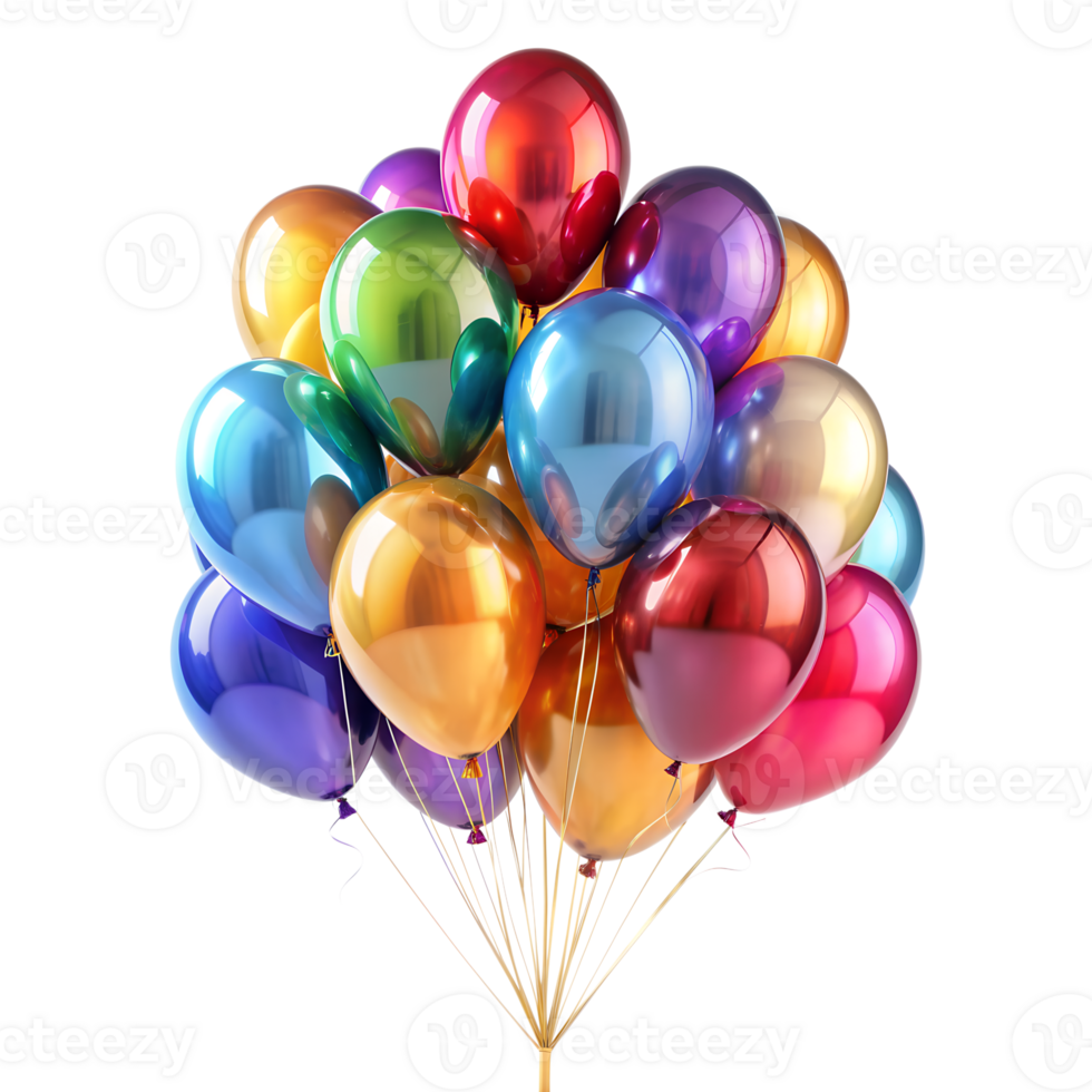 A cluster of colorful balloons floats on a translucent background, ready to celebrate a joyful occasion png