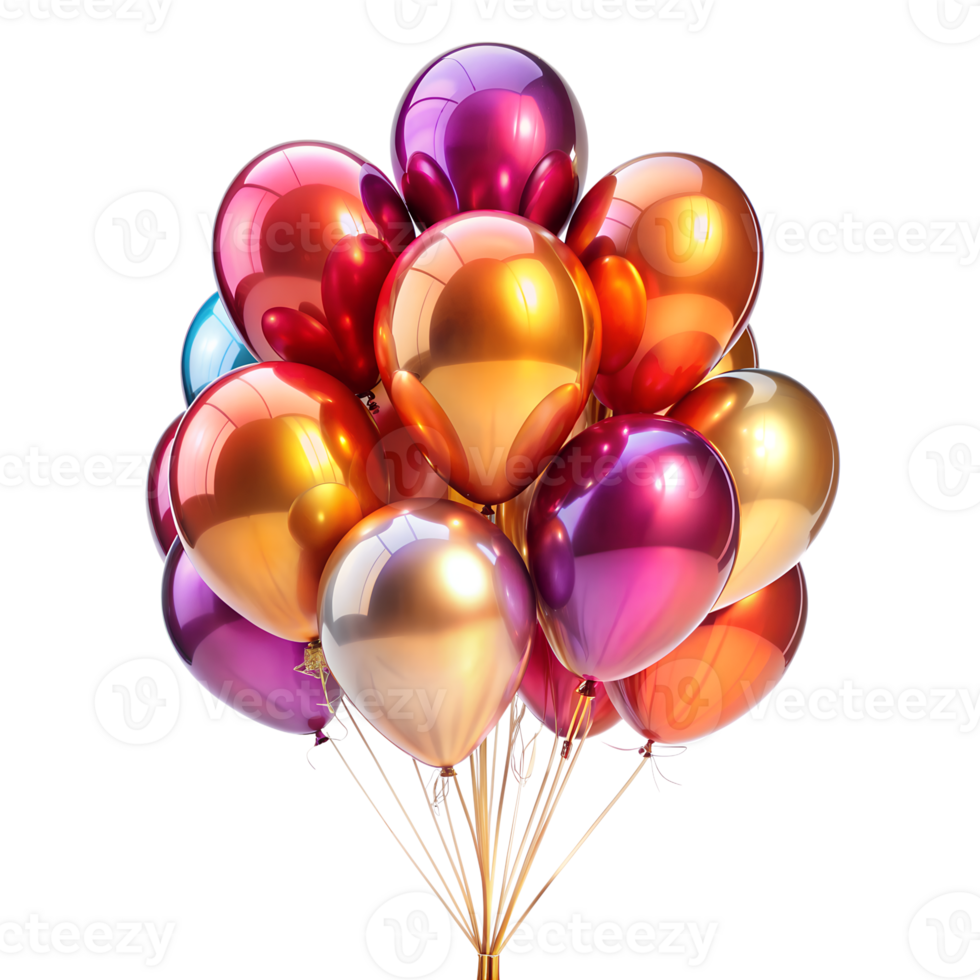 A cluster of colorful balloons floats on a translucent background, ready to celebrate a joyful occasion png