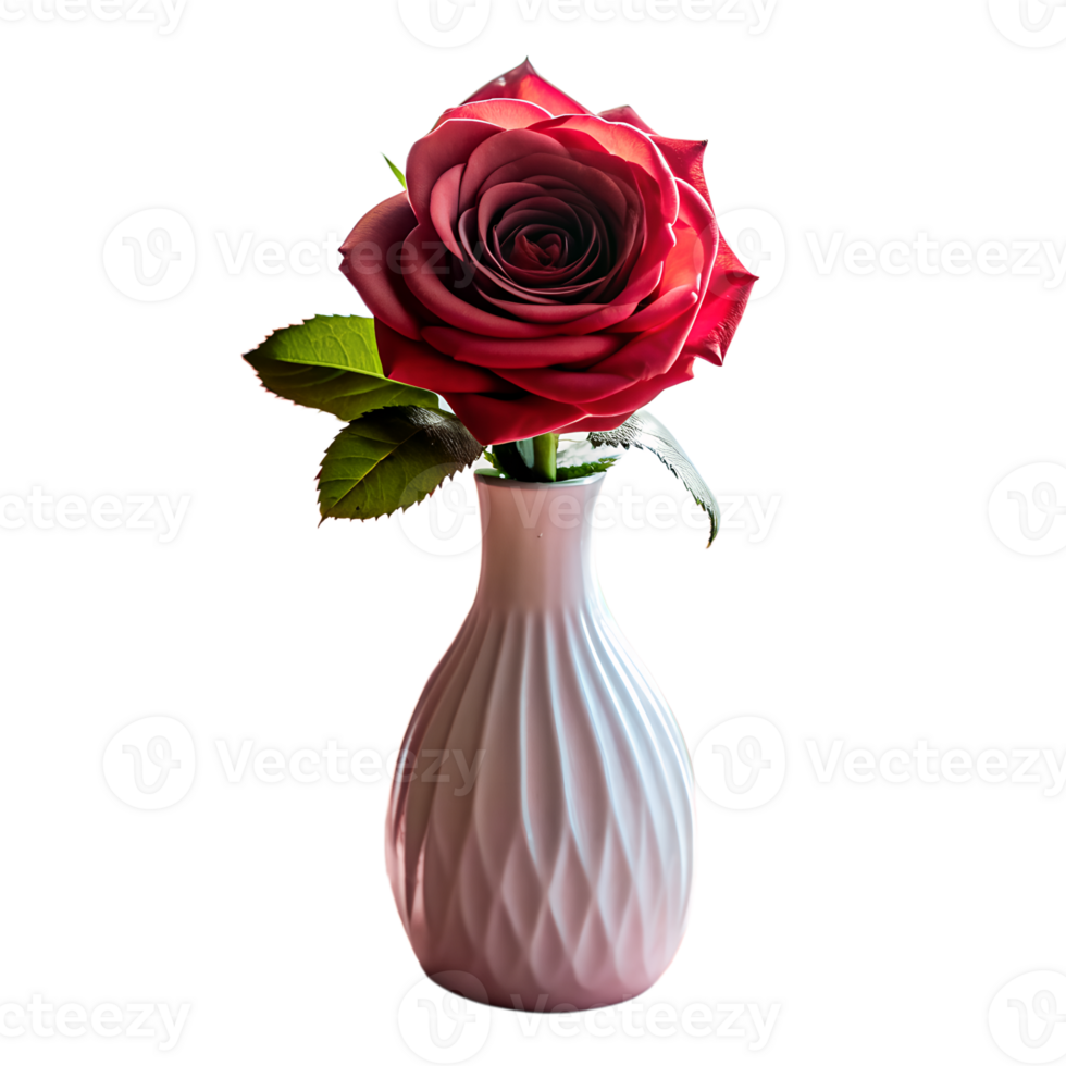 rose in white vase minimalist design isolated on background png