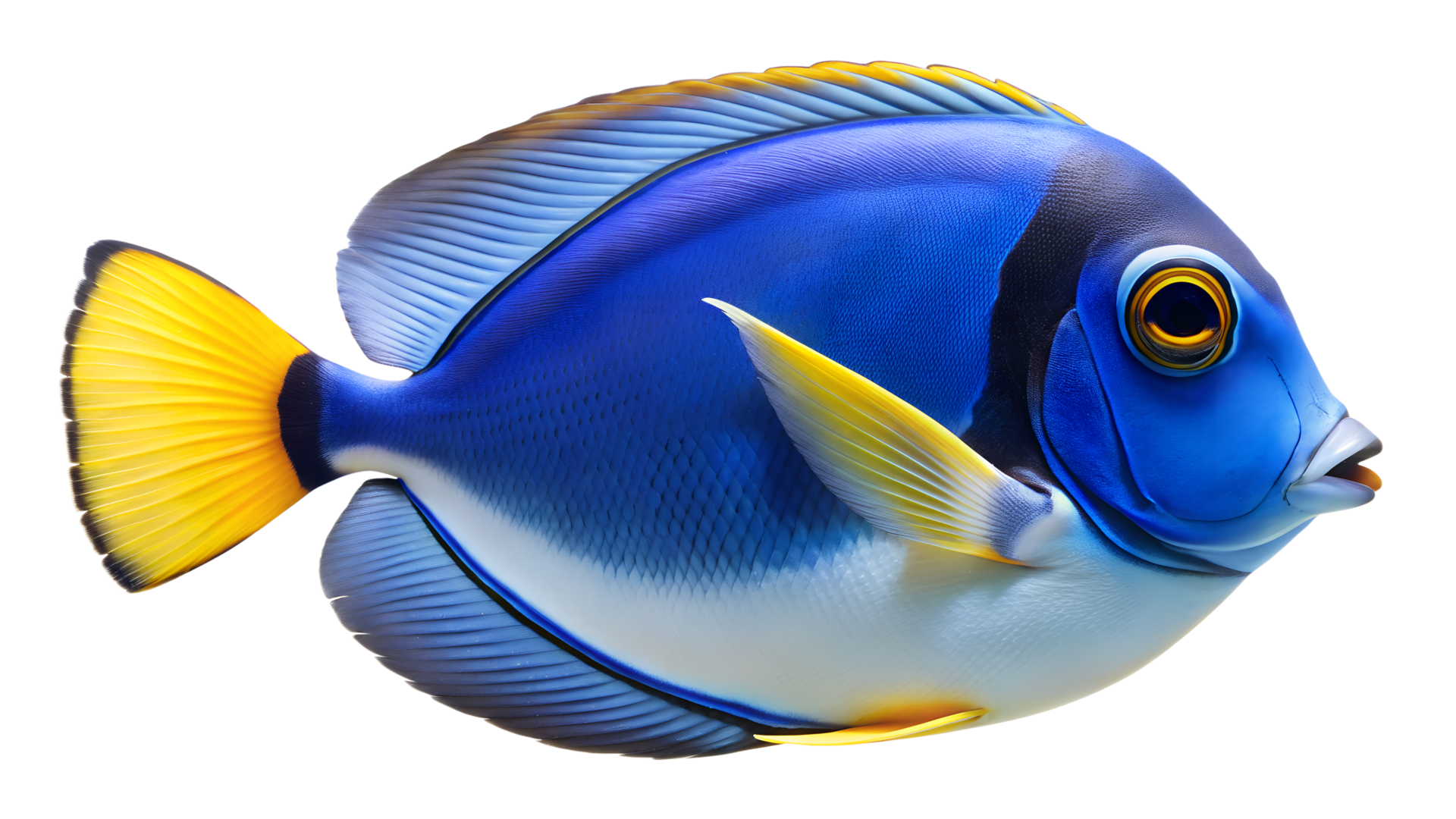 Powder Blue Tang isolated on background 47649368 PNG