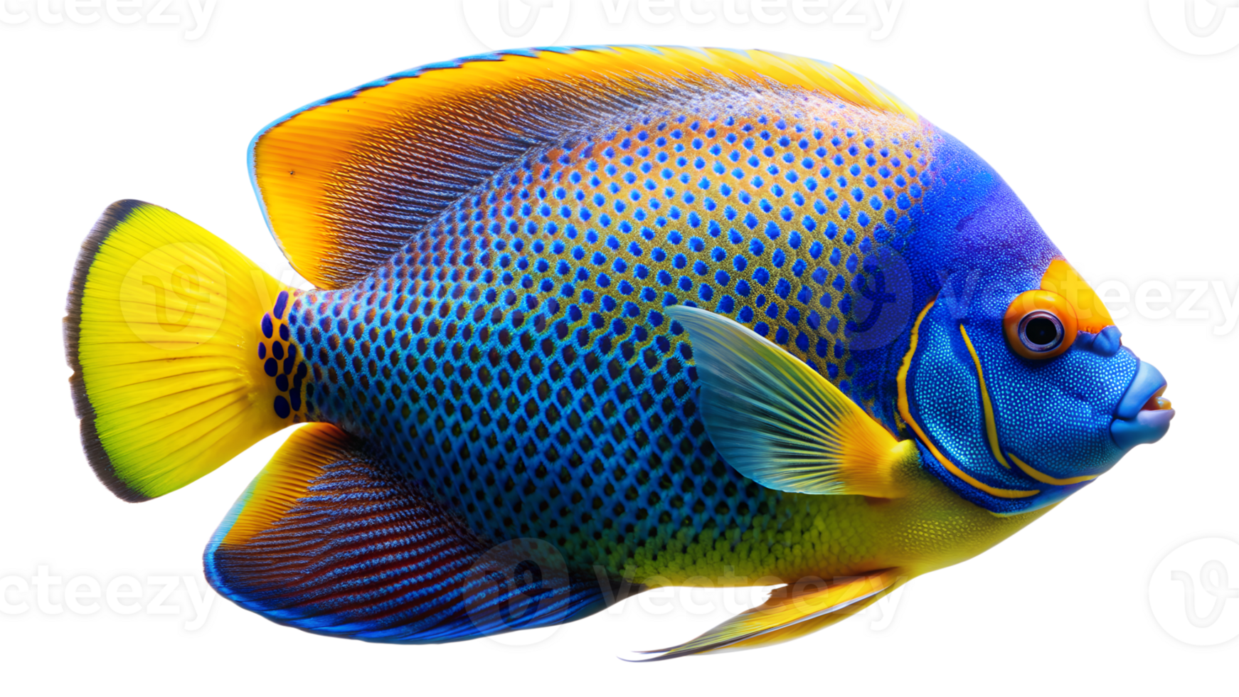 Blueface Angelfish isolated on background png