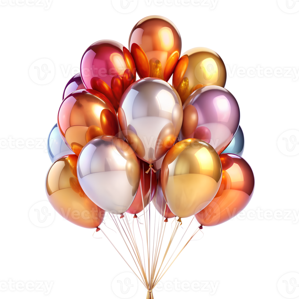 A cluster of colorful balloons floats on a translucent background, ready to celebrate a joyful occasion png
