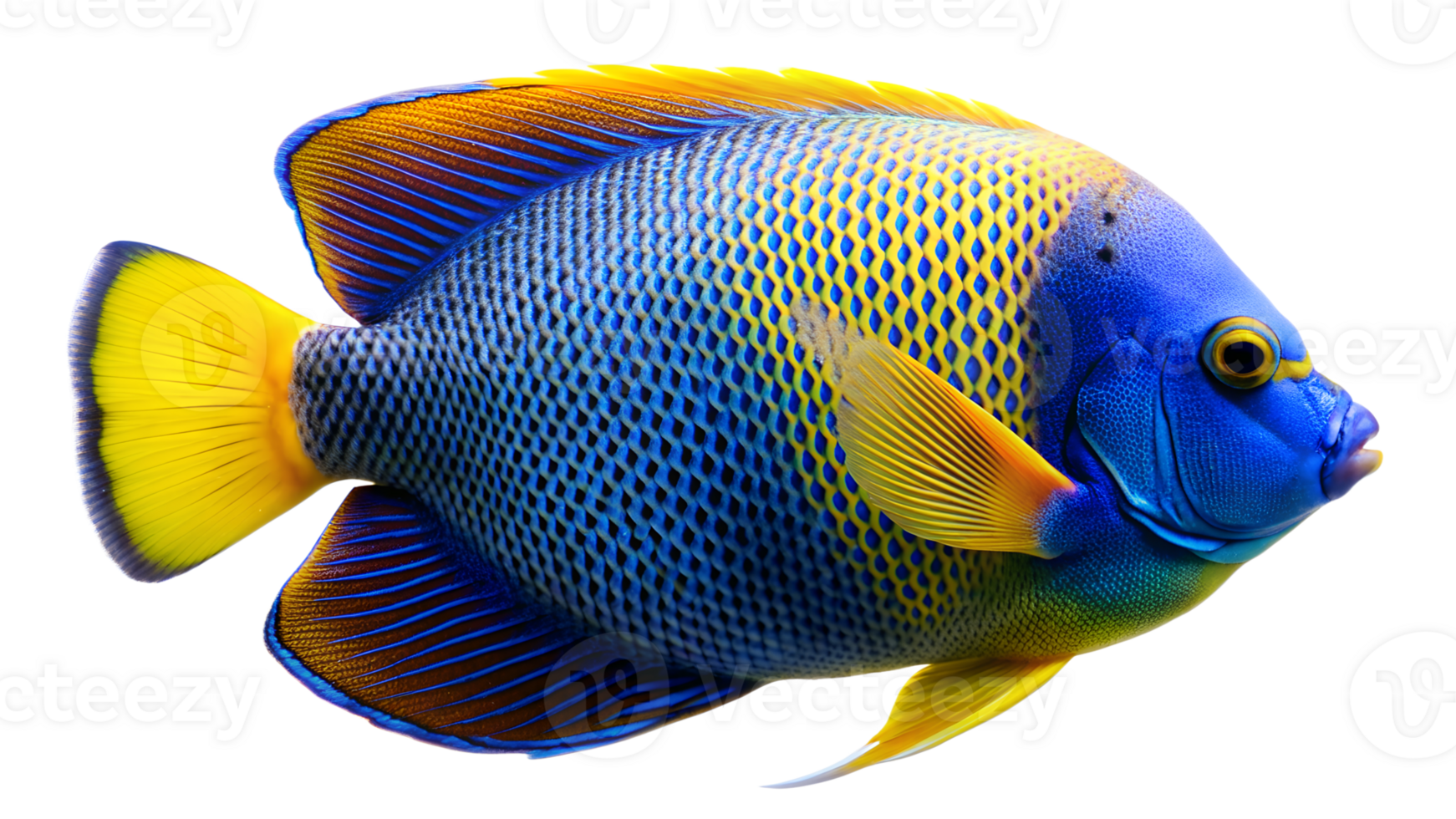 Blueface Angelfish isolated on background png