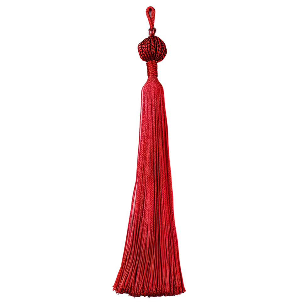 Luxurious red tassel close-up, perfect for textile design and upscale home decor advertising with isolated on transparent background cut out png