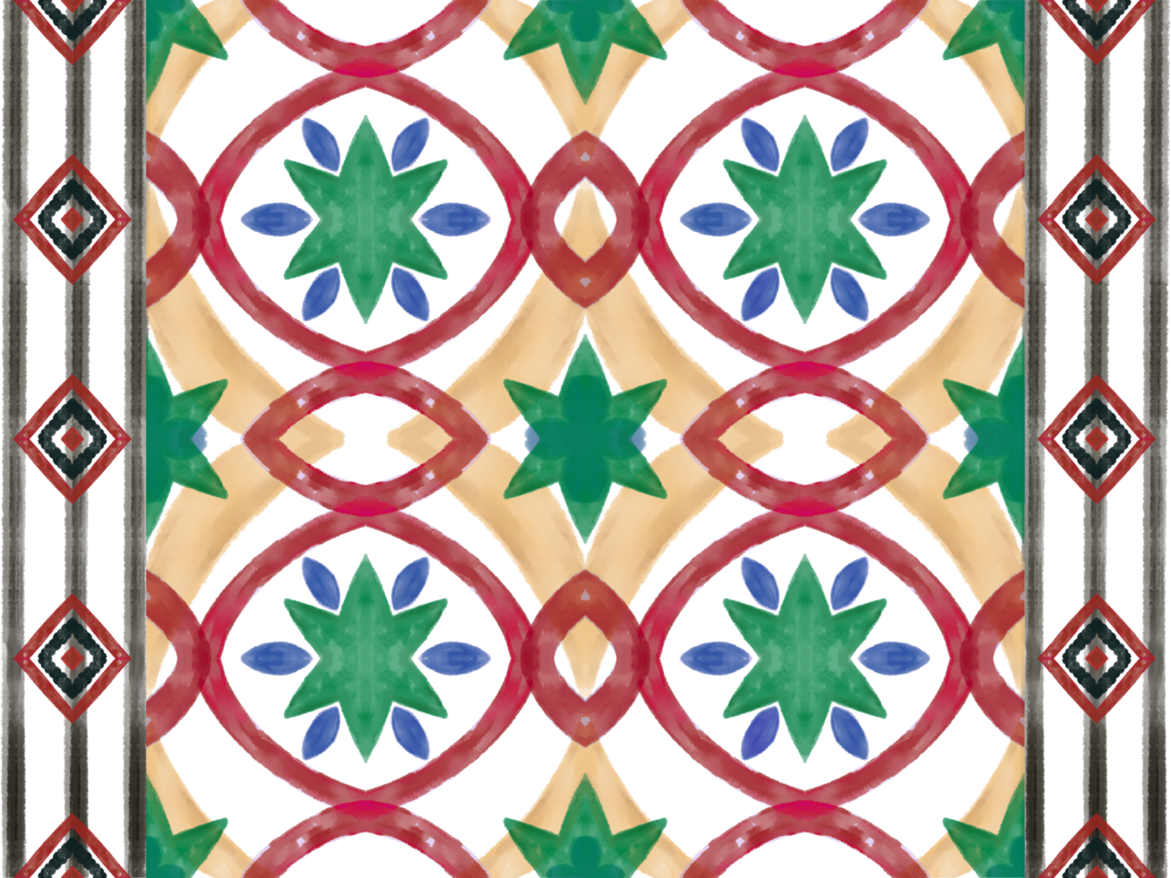 Hand drawn Ikat geometric colorful ornament arrangement Tribal ethnic texture. Seamless pattern in Aztec style. png