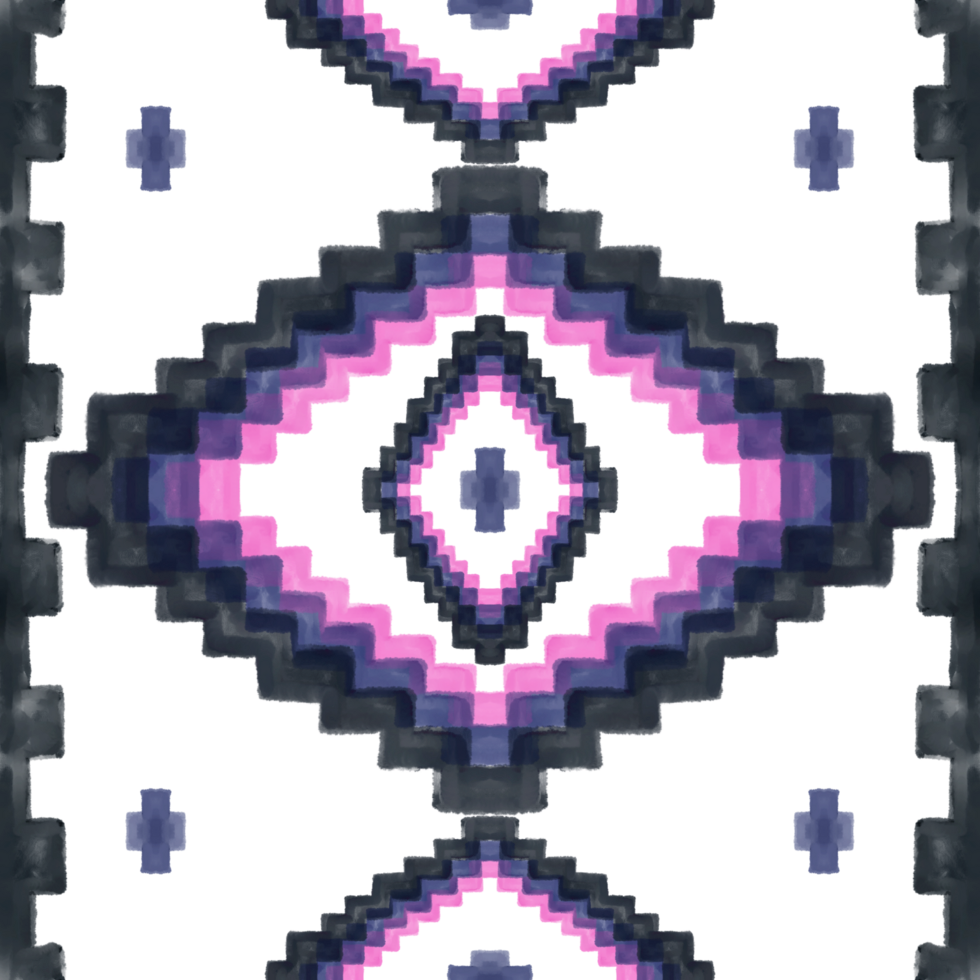 Hand drawn Ikat geometric colorful ornament arrangement Tribal ethnic texture. Seamless pattern in Aztec style. png