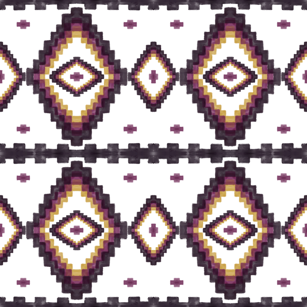 Hand drawn Ikat geometric colorful ornament arrangement Tribal ethnic texture. Seamless pattern in Aztec style. png