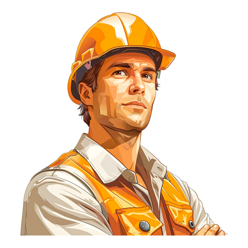Industrial Worker with Helmet Clipart in Realistic Style png