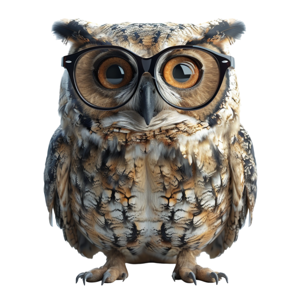 Intelligent Owl in Glasses png